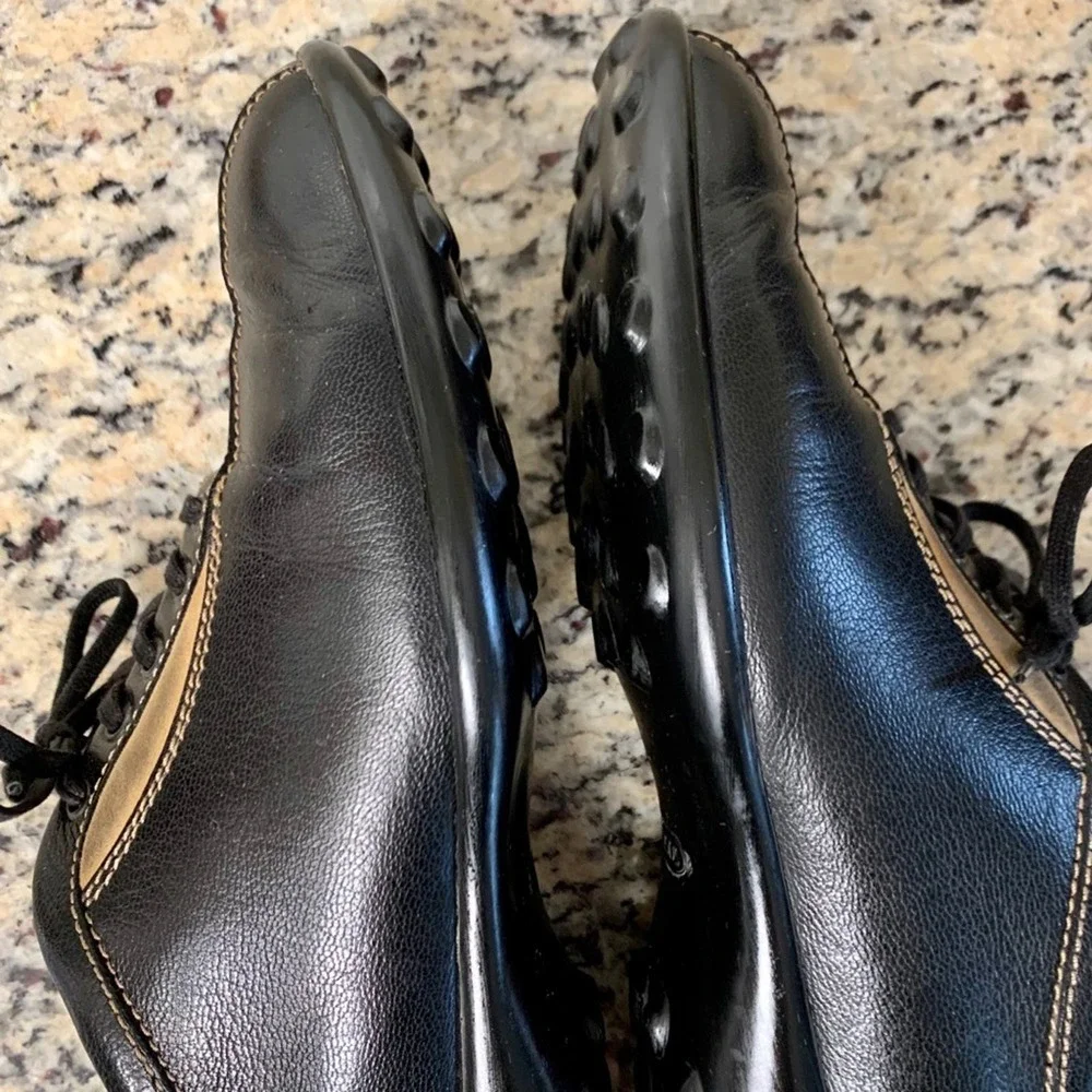 Tod's Leather & Suede Lace Up Bowling Sneakers in Black Size 38 - Picture 5 of 13